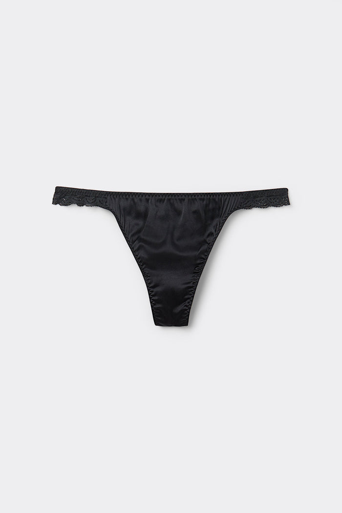 Satin Lace Thong