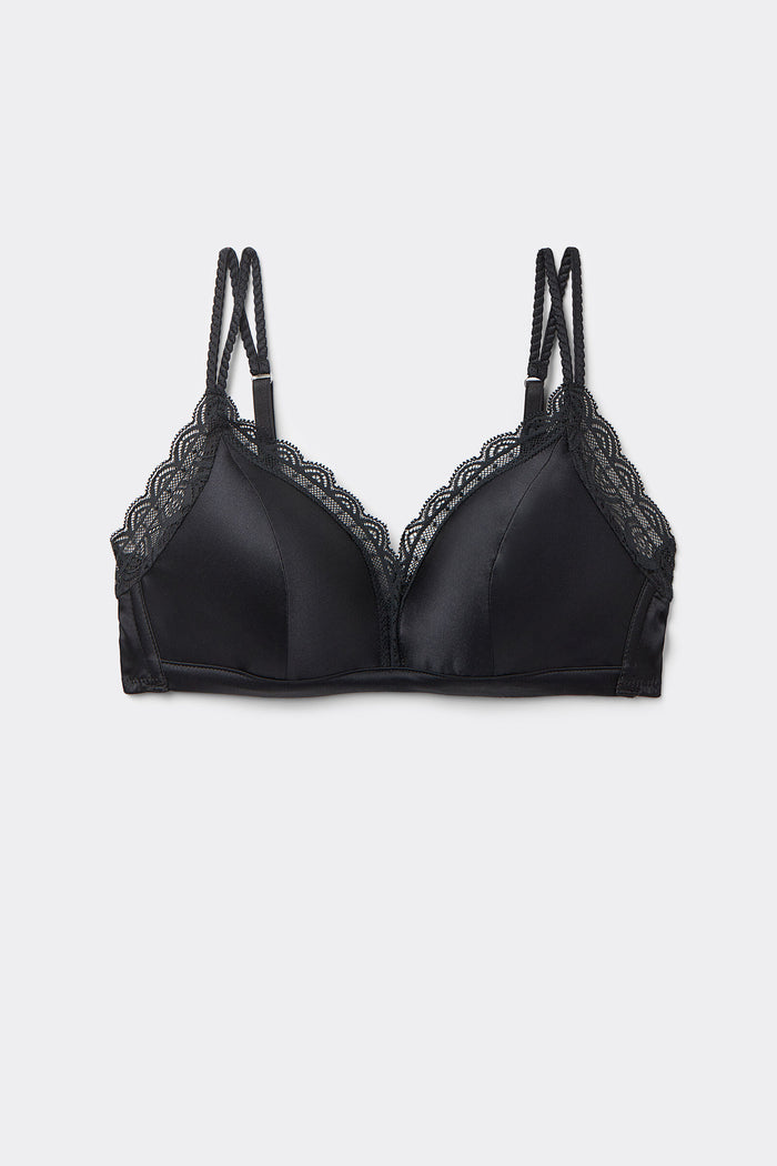 Satin Lace Triangle Bra